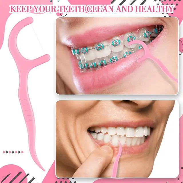 Alt view image 3 of 6 - Tooth Picks Flossers Dental Floss Picks for Adult,Pink | Non Breakable Floss Picks Bulk, Unflavored Toothpicks for Family Daily Use, Travel Flosser Picks, Easy Grip Handle Design