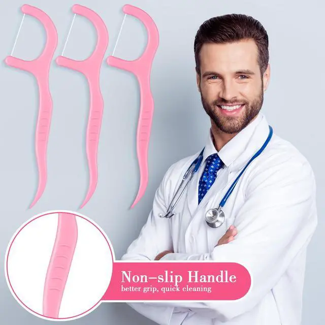 Alt view image 5 of 6 - Tooth Picks Flossers Dental Floss Picks for Adult,Pink | Non Breakable Floss Picks Bulk, Unflavored Toothpicks for Family Daily Use, Travel Flosser Picks, Easy Grip Handle Design