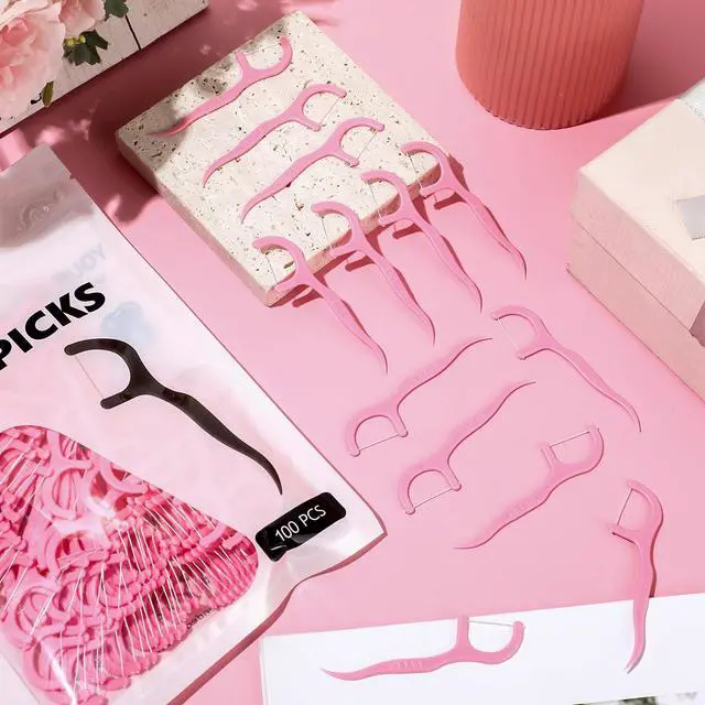 Alt view image 6 of 6 - Tooth Picks Flossers Dental Floss Picks for Adult,Pink | Non Breakable Floss Picks Bulk, Unflavored Toothpicks for Family Daily Use, Travel Flosser Picks, Easy Grip Handle Design