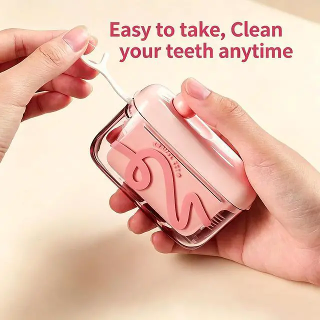 Alt view image 6 of 7 - 2pcs Automatic Pop-up Portable Floss Dispenser with 10 Pcs Dental Floss, Travel Floss Picks Case for Home, Restaurant, and On-the-Go Oral Care (Green+Pink)