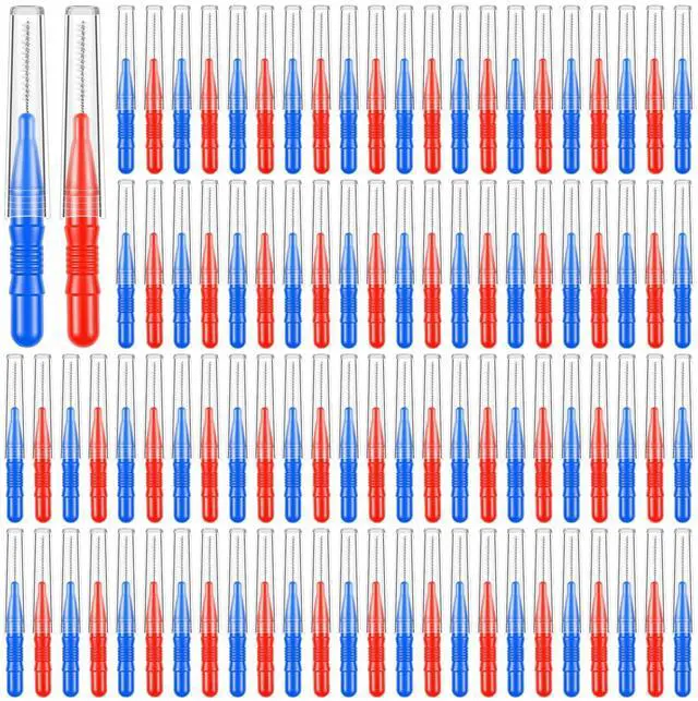 Main image of 100 Pcs Interdental Brushes for Braces, Braces Brush for Cleaner | Toothpicks Soft Dental Floss Picks Teeth Cleaning Tools Braces Cleanerfor Teeth Oral Cleaning(Red,Blue)