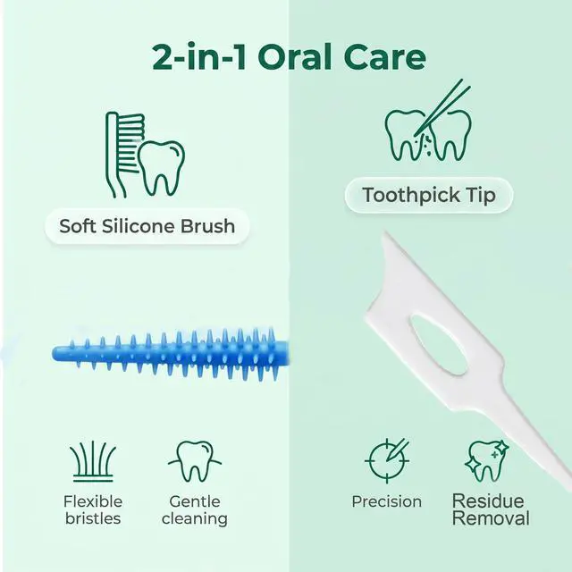 Alt view image 2 of 7 - Interdental Brushes,220 Count,Dual-Head Use Dental Floss Picks | Soft Rubber Interdental Picks,Toothpicks Brush for cleaning between teeth and braces with Carry Case (Blue)