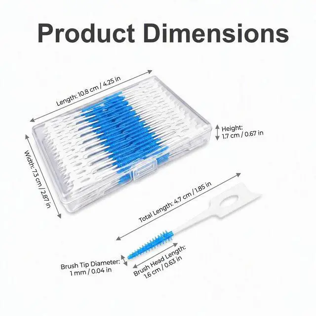 Alt view image 3 of 7 - Interdental Brushes,220 Count,Dual-Head Use Dental Floss Picks | Soft Rubber Interdental Picks,Toothpicks Brush for cleaning between teeth and braces with Carry Case (Blue)