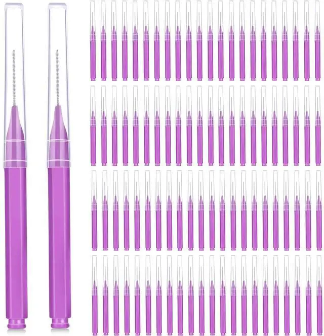 Main image of 100 Pcs Braces Dental Brushes,Purple,Cute Size | Interdental Toothpick Bristle Dental Picks for Cleaner Tooth Flossing Head Oral Hygiene Flosser Toothpick Cleaners Tooth Tool