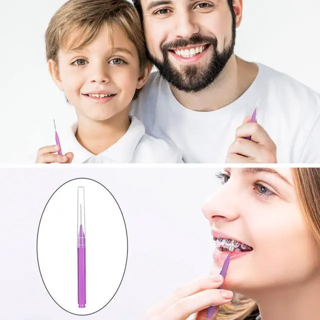 Alt view image 4 of 6 - 100 Pcs Braces Dental Brushes,Purple,Cute Size | Interdental Toothpick Bristle Dental Picks for Cleaner Tooth Flossing Head Oral Hygiene Flosser Toothpick Cleaners Tooth Tool