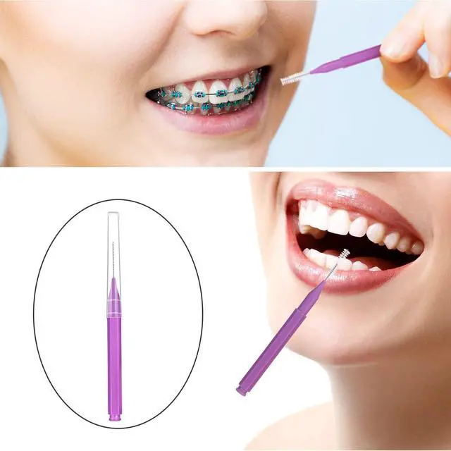 Alt view image 5 of 6 - 100 Pcs Braces Dental Brushes,Purple,Cute Size | Interdental Toothpick Bristle Dental Picks for Cleaner Tooth Flossing Head Oral Hygiene Flosser Toothpick Cleaners Tooth Tool