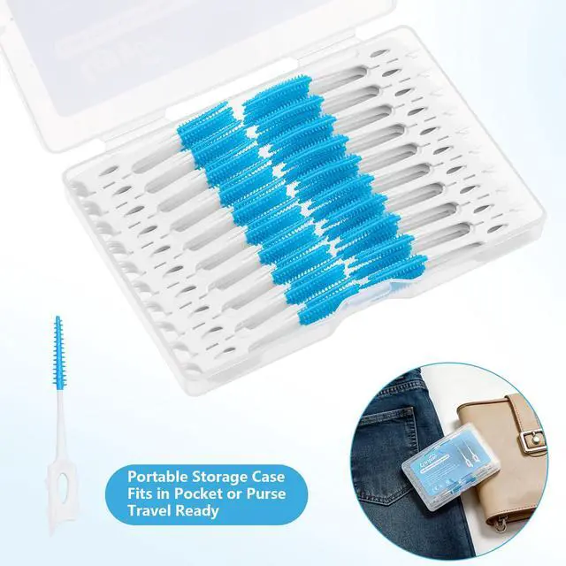 Alt view image 2 of 7 - 220 Pieces Soft Dental Floss Picks, Blue Silicone Interdental Brushes