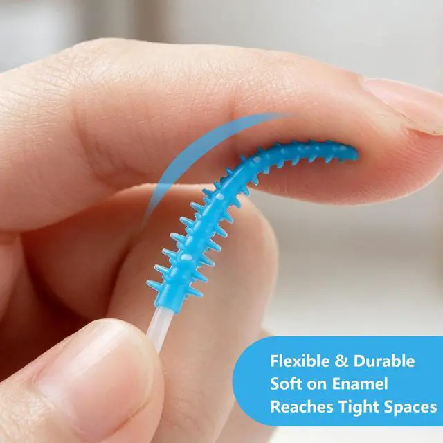 Alt view image 4 of 7 - 220 Pieces Soft Dental Floss Picks, Blue Silicone Interdental Brushes
