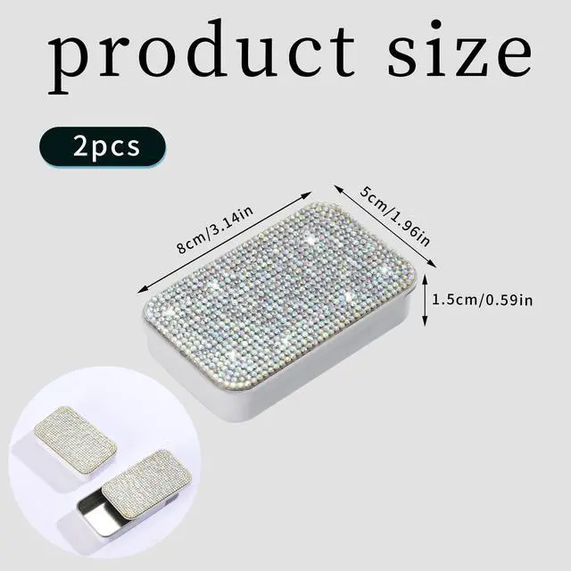 Alt view image 4 of 7 - 2Pcs Bling Dental Floss Holder,Portable & Refillable Floss Pick Holders, Metal Tin Box Case for Q-tip,Cotton Swab(White)