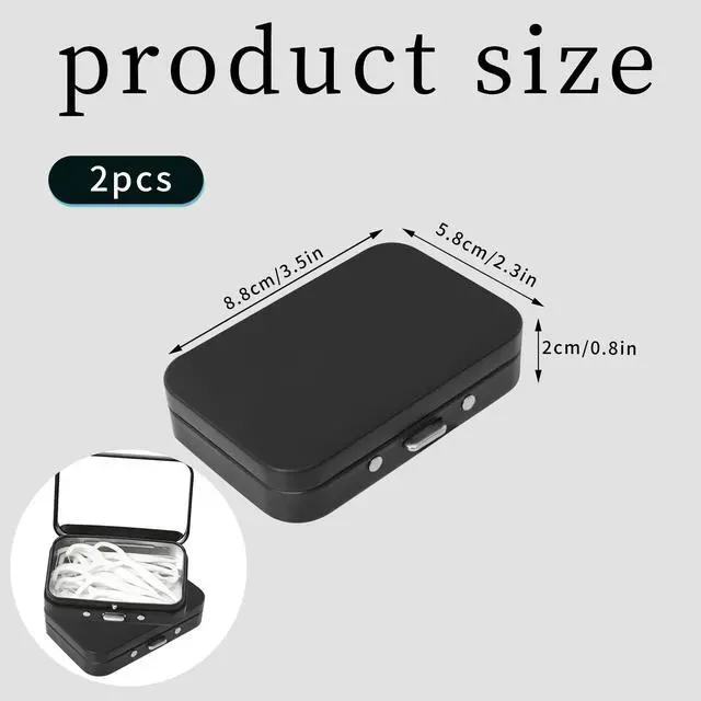 Alt view image 7 of 7 - 2Pack Dental Floss Case with Mirror, Refillable Metal Floss Pick Holder, Portable Small Dispenser for Travel, Dining, Hotel - Black