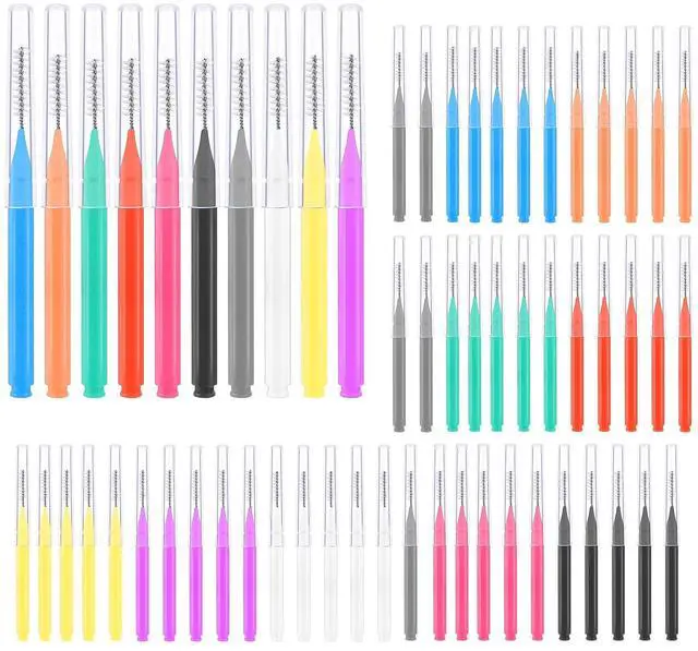 Main image of 100 Pcs Interdental Brushes, 6 Sizes Braces Flossers for Cleaner | Braces Brush Soft Dental Brushes Toothpicks Dental Floss Picks Dental for Braces Oral Cleaning(10 Colors)