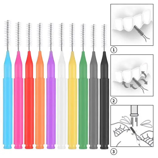 Alt view image 3 of 7 - 100 Pcs Interdental Brushes, 6 Sizes Braces Flossers for Cleaner | Braces Brush Soft Dental Brushes Toothpicks Dental Floss Picks Dental for Braces Oral Cleaning(10 Colors)