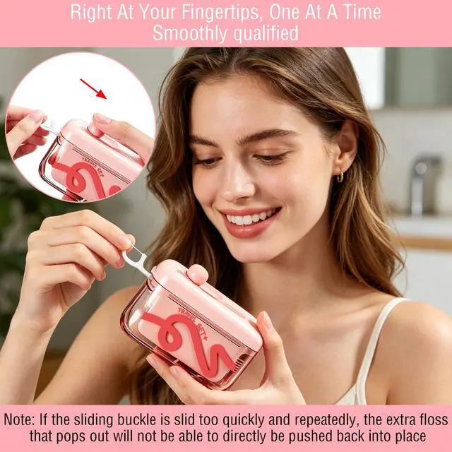 Alt view image 4 of 7 - Floss Pick Holder,Portable Dental Floss Pick Travel Case with 10 Floss Pick | Automatic Pop-up Travel Floss Dispenser,Refillable Floss Container Organizer for Home,Restaurant,Travelling Hotels Dinners