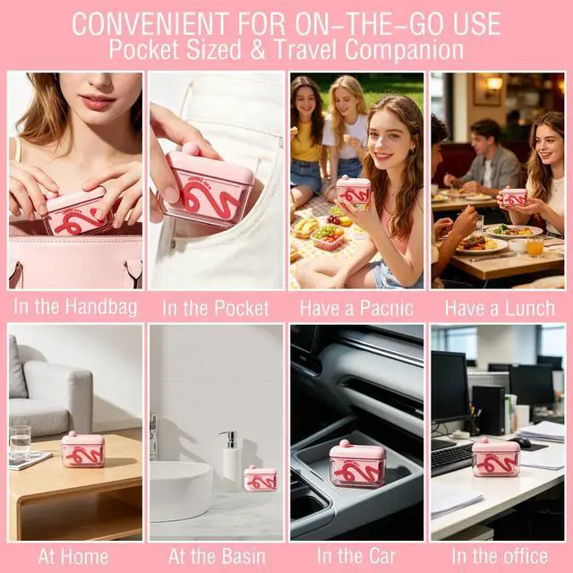 Alt view image 7 of 7 - Floss Pick Holder,Portable Dental Floss Pick Travel Case with 10 Floss Pick | Automatic Pop-up Travel Floss Dispenser,Refillable Floss Container Organizer for Home,Restaurant,Travelling Hotels Dinners