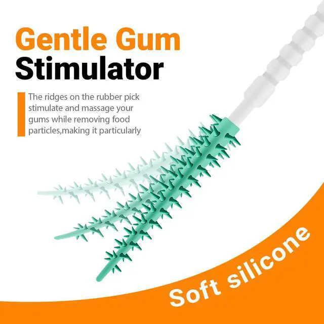 Alt view image 3 of 7 - Soft Silicone Interdental Brushes and Dental Picks,BPA Free | Soft Rubber Bristles for Plaque Removal,Ended Disposable toothpicks,Comes with a Travel Case for On-The-Go Use, Mint , 100 Ct