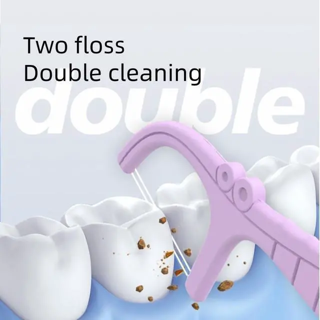 Alt view image 7 of 7 - Anti-Caries Twin-Line Dental Floss Picks - 200 Count (Pack of 1), Fresh Lime Flavour Toothpicks, Teeth Cleaning Sticks