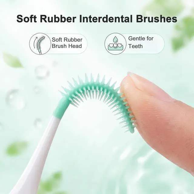 Alt view image 4 of 6 - 300 Pack Dual-Use Interdental Brushes,Disposable Dental Picks | Soft Silicone Premium Dental Floss Picks for Effective Teeth Cleaning,with On-the-go Case(200pcs Green+100pcs Blue)