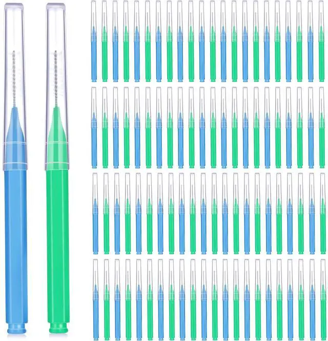 Main image of 100 Pcs Braces Dental Brushes,Blue,Green,Elegant Size | Interdental Toothpick Bristle Dental Picks for Cleaner Tooth Flossing Head Oral Hygiene Flosser Toothpick Cleaners Tooth Tool