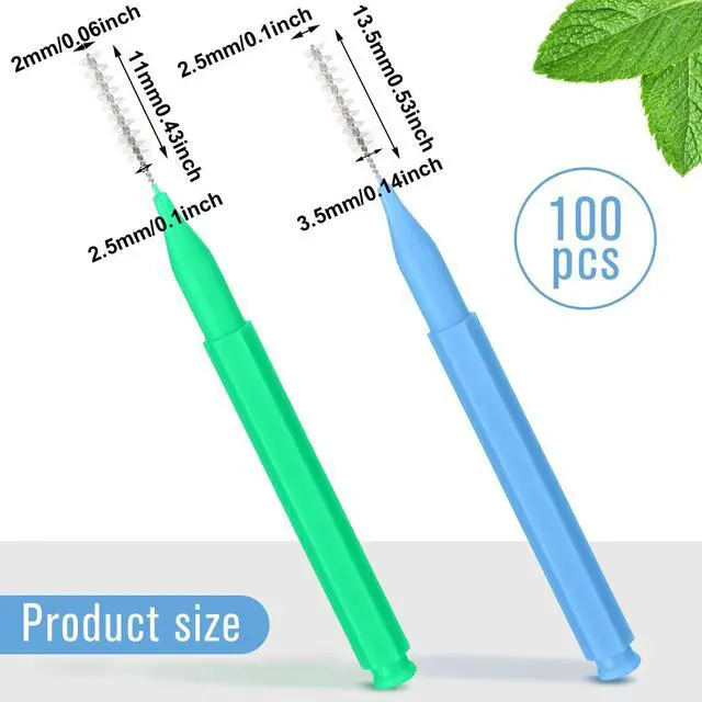 Alt view image 2 of 7 - 100 Pcs Braces Dental Brushes,Blue,Green,Elegant Size | Interdental Toothpick Bristle Dental Picks for Cleaner Tooth Flossing Head Oral Hygiene Flosser Toothpick Cleaners Tooth Tool