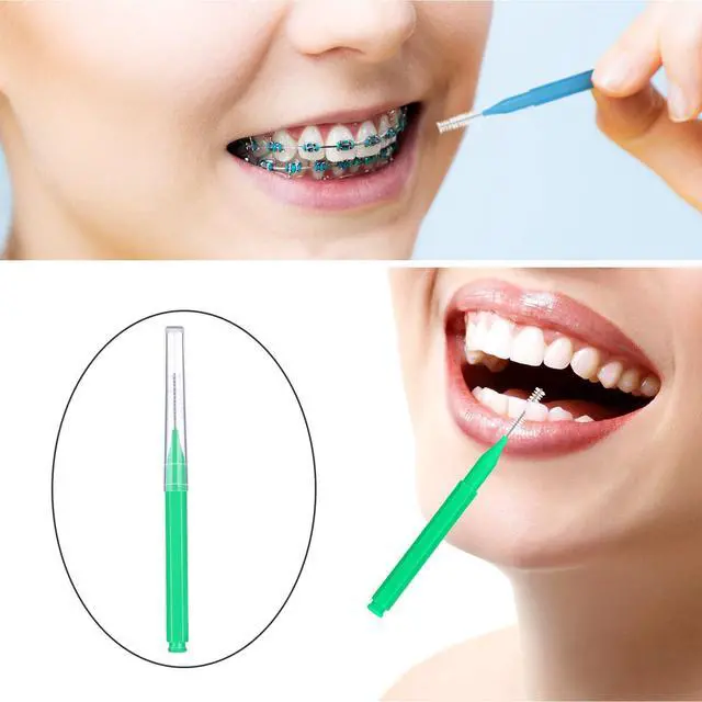 Alt view image 5 of 7 - 100 Pcs Braces Dental Brushes,Blue,Green,Elegant Size | Interdental Toothpick Bristle Dental Picks for Cleaner Tooth Flossing Head Oral Hygiene Flosser Toothpick Cleaners Tooth Tool