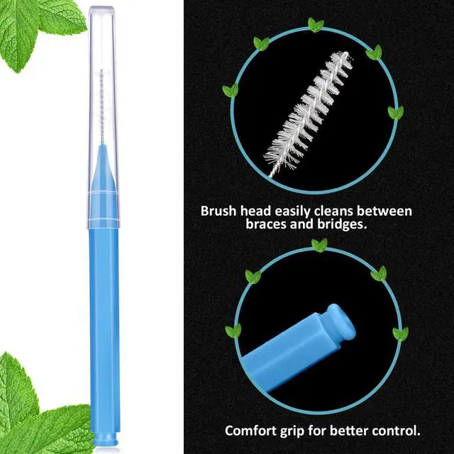 Alt view image 4 of 7 - 100 Pcs Braces Dental Brushes,Blue,Green,Elegant Size | Interdental Toothpick Bristle Dental Picks for Cleaner Tooth Flossing Head Oral Hygiene Flosser Toothpick Cleaners Tooth Tool