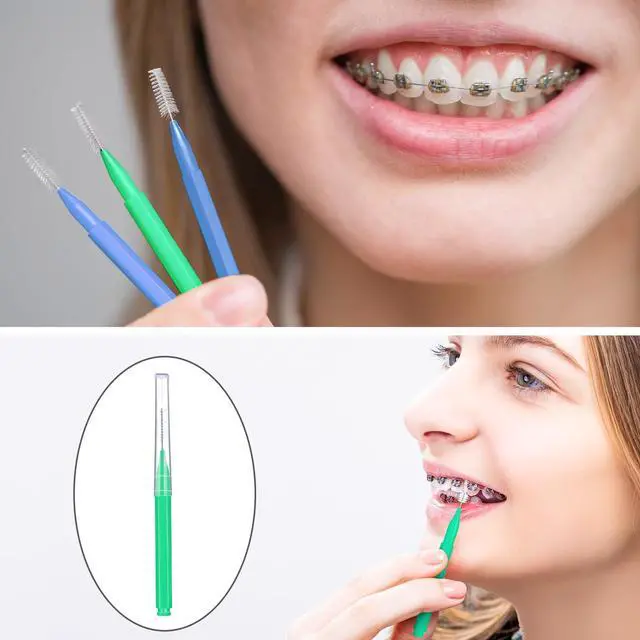Alt view image 6 of 7 - 100 Pcs Braces Dental Brushes,Blue,Green,Elegant Size | Interdental Toothpick Bristle Dental Picks for Cleaner Tooth Flossing Head Oral Hygiene Flosser Toothpick Cleaners Tooth Tool