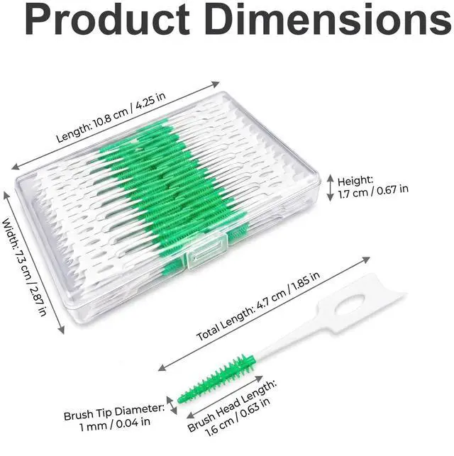 Alt view image 3 of 7 - l Interdental Brushes,220 Count,Dual-Head Use Dental Floss Picks | Soft Rubber Interdental Picks,Toothpicks Brush for cleaning between teeth and braces with Carry Case (Green)