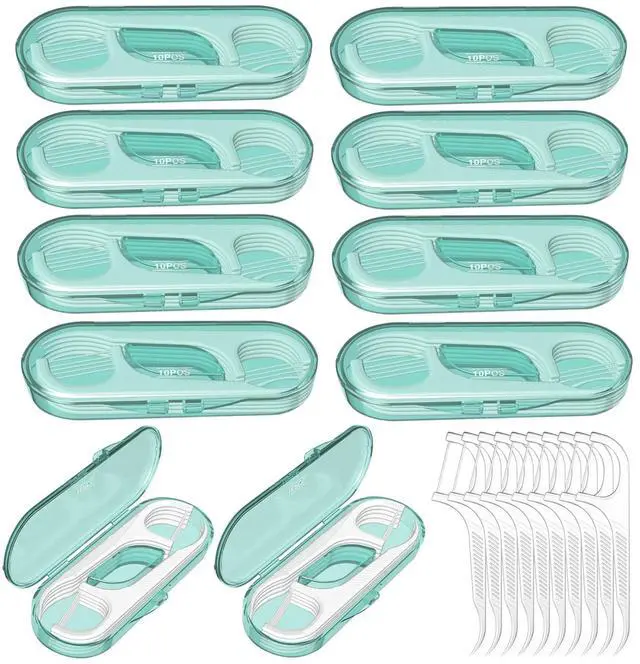 Main image of 10 Pack Flosser Dispenser Dental Floss Case, Mini Floss Picks, Professional Toothpicks with Travel Case, Travel Purse Essentials for Teeth Cleaning, Portable and Hygienic