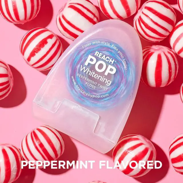 Alt view image 4 of 6 - POP Whitening Dental Floss, Peppermint, Baking Soda Infused, Teeth Whitening, Plaque Remover for Teeth, Shred Resistant, Vegan Wax, Cruelty Free, Oral Care, PFAS Free, 1 Pack, 54.6 yd