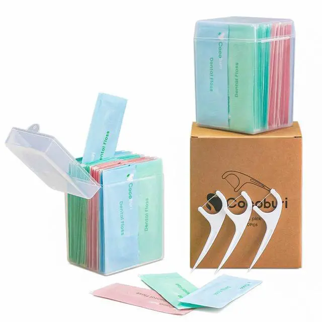 Main image of Individually Wrapped Floss Pick-Flosser for Adults with Handy Case | Mini Disposable Dental Floss Singles Bag for Travel, Hotel, Restaurant, Office, Car, WeddingFlossing Sticks for Family