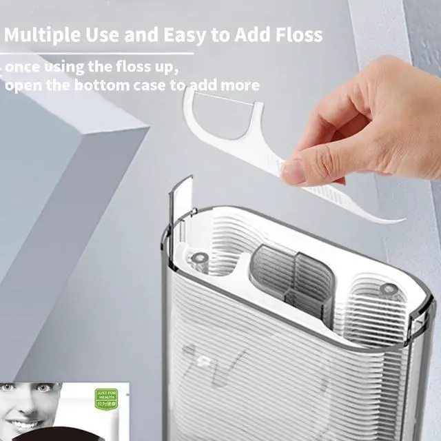 Alt view image 4 of 7 - Floss Pick Dispenser, Automatic, 88 Count | Dental Floss Holder for Travel,Touch Sides to Release 1 at a Time,Refillable,Portable Plastic,Holds 88 Tooth Picks