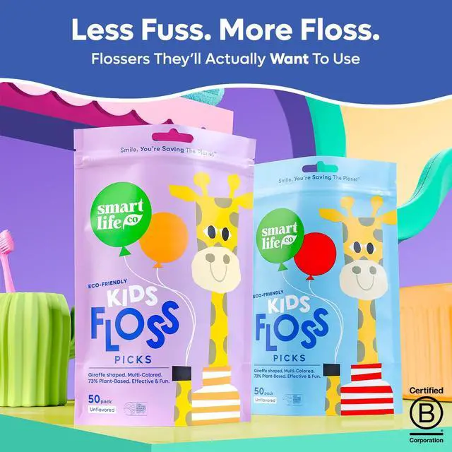 Alt view image 6 of 7 - Eco-Friendly Kids Flossers (100ct) - The Original Straw Wheat Dental Floss Picks For Children, Fluoride & PFA Free, Toothpick Flossing Sticks For Toddler Teeth, No Shred Thread, Unflavored