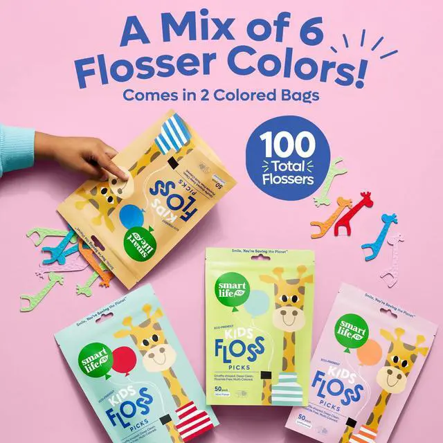 Alt view image 7 of 7 - Eco-Friendly Kids Flossers (100ct) - The Original Straw Wheat Dental Floss Picks For Children, Fluoride & PFA Free, Toothpick Flossing Sticks For Toddler Teeth, No Shred Thread, Unflavored