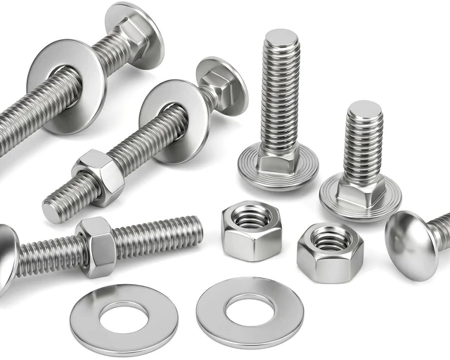 Alt view image 6 of 6 - 1/4-20 x 1 Carriage Bolt Kit, Carriage Bolts with Nuts and Washers, Round Head Square Neck, 304 Stainless Steel, Full Thread, 12 Sets