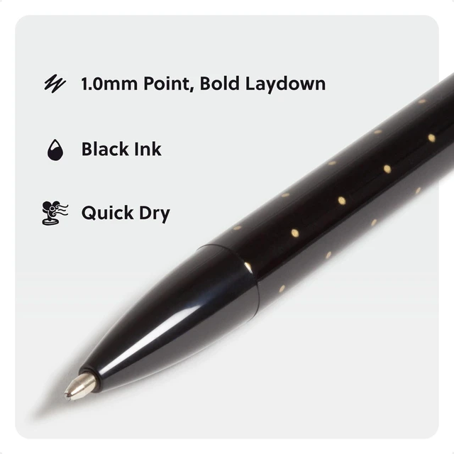 Alt view image 3 of 5 - Ballpoint Pens, Bold 1.0mm Black Ink, 6 Pack, Cute Pens, Foil Dots