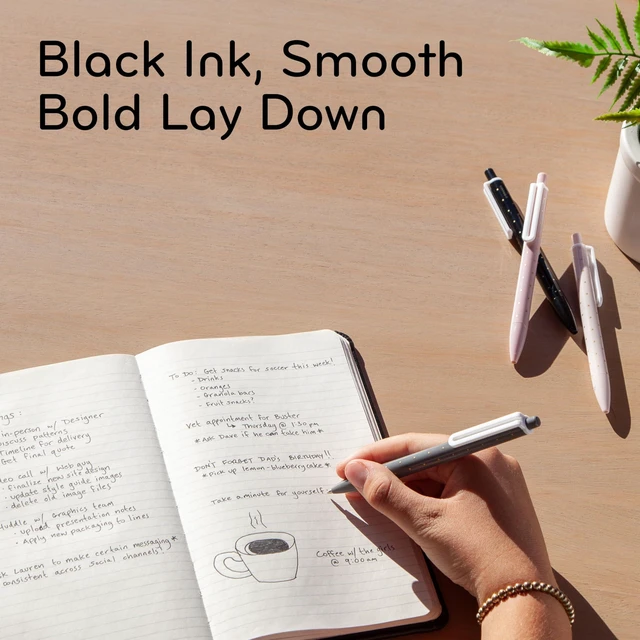 Alt view image 5 of 5 - Ballpoint Pens, Bold 1.0mm Black Ink, 6 Pack, Cute Pens, Foil Dots