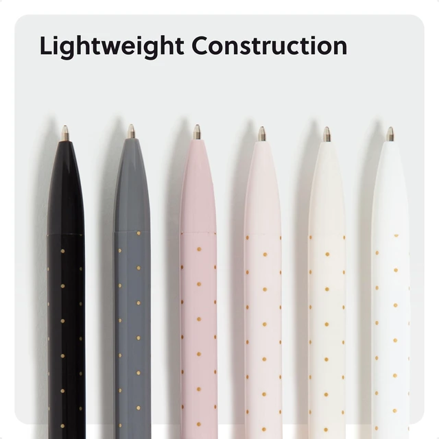 Alt view image 4 of 5 - Ballpoint Pens, Bold 1.0mm Black Ink, 6 Pack, Cute Pens, Foil Dots