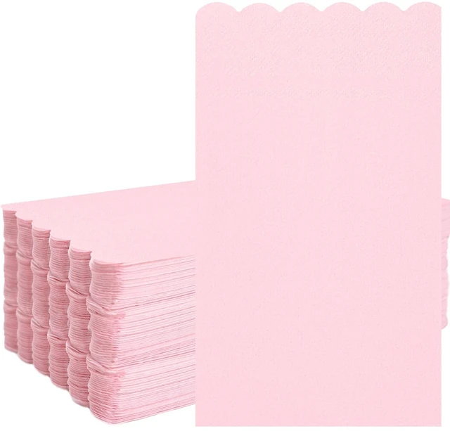 Main image of 50 Pcs Light Pink Scalloped Dinner Napkins 2-ply Pink Scalloped Paper Bathroom Napkins Guest Disposable Hand Towels for Bathroom Wedding Birthday Baby Shower Party Paper Napkin