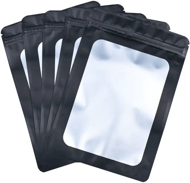 Main image of Resealable Mylar Pouch Pen Bags Great for Office Home Party Favor Food Storage Cookies Sample Jewelry Snack (100PCS, Black Color, 3 x 4.7 inch)