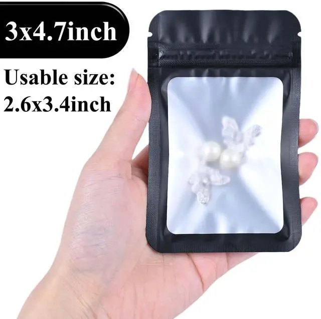 Alt view image 2 of 7 - Resealable Mylar Pouch Pen Bags Great for Office Home Party Favor Food Storage Cookies Sample Jewelry Snack (100PCS, Black Color, 3 x 4.7 inch)