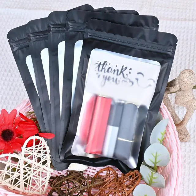 Alt view image 4 of 7 - Resealable Mylar Pouch Pen Bags Great for Office Home Party Favor Food Storage Cookies Sample Jewelry Snack (100PCS, Black Color, 3 x 4.7 inch)