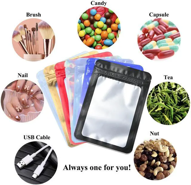 Alt view image 7 of 7 - Resealable Mylar Pouch Pen Bags Great for Office Home Party Favor Food Storage Cookies Sample Jewelry Snack (100PCS, Black Color, 3 x 4.7 inch)