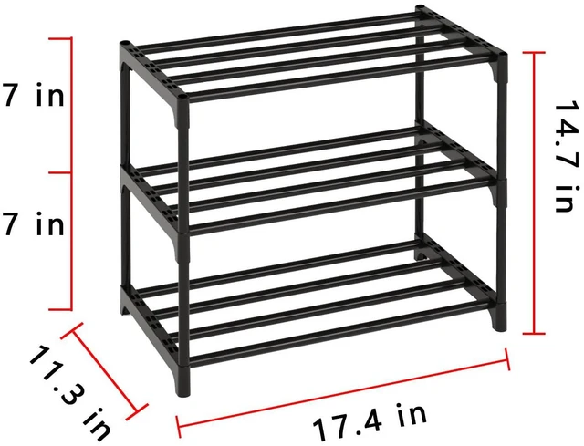 Alt view image 2 of 5 - Metal Stackable Small Shoe Rack Organizer, Narrow Shoe Racks for Closets Entryway, Shoe Stand,Shoe Shelf with Handle (3-Tier-Black)