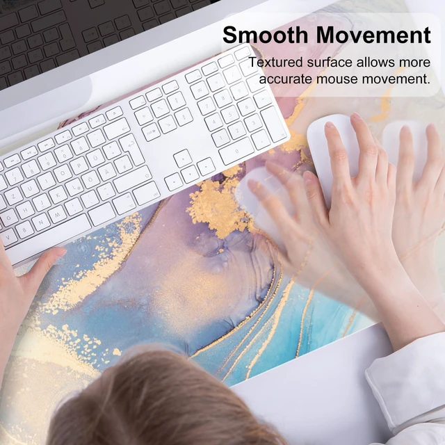 Alt view image 4 of 7 - Waterproof Blue Purple Marble Desk Pad, 31.5" x 11.8" | PU Leather Desk Mat Large Keyboard and Gaming Mouse Pads for Office, Non-Slip Writing Pad Desk Accessories for Women Men