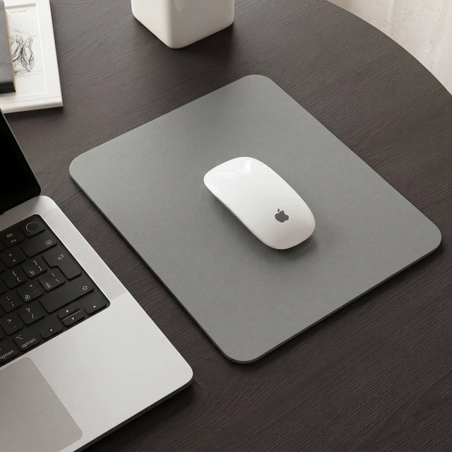 Main image of Leather Desk Pad Protector, Waterproof Mouse Pad, PU Desk Mat, Office Desk Cover, Desk Writing Mat for Office/Home/Work/Cubicle (Gray/Silver) 9x8 in