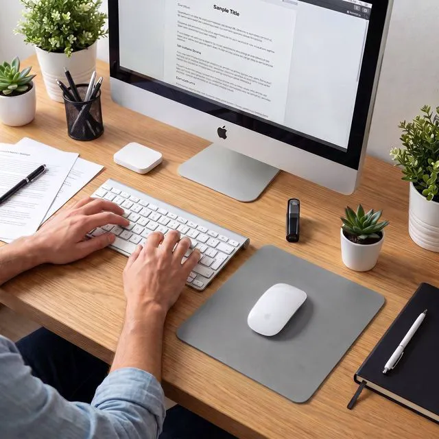 Alt view image 3 of 7 - Leather Desk Pad Protector, Waterproof Mouse Pad, PU Desk Mat, Office Desk Cover, Desk Writing Mat for Office/Home/Work/Cubicle (Gray/Silver) 9x8 in