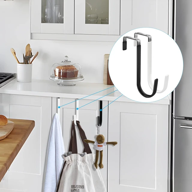 Alt view image 7 of 7 - Over the Door Hooks, Single-Hanger 4 Pack, Fits Doors 1 3/8" Mix | Heavy Duty Metal, Hold 20lbs, Rubber-Coated, No-Drilling, for Bathroom Dorm, Hanging Towels Clothes Hats Bags Coats Wreaths