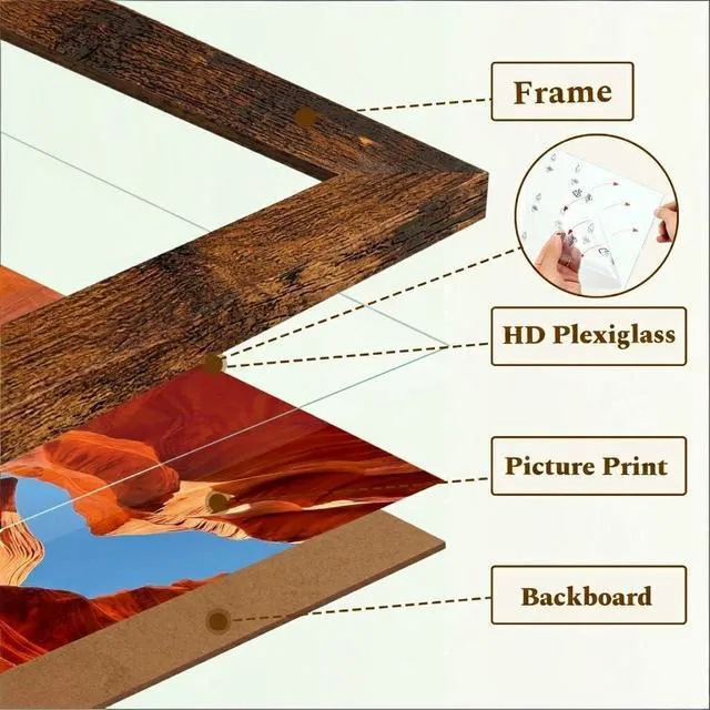 Alt view image 6 of 7 - 8x10 Picture Frame for Wall Display, 8x10 Brown Picture Frame with Shatter Resistant Plexiglass, Stable and Sturdy 8 x 10 Poster Frame for Wall Display, Handpicked Gift Collection, 1 Pack