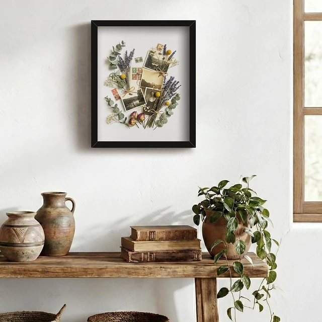 Alt view image 4 of 7 - Black 8×10 Shadow Box Display Frame, Premium Linen Backboard and Included Pushpins, Plexiglass Memory Box