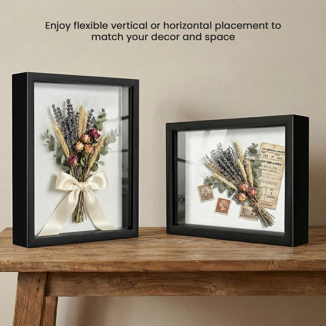 Alt view image 6 of 7 - Black 8×10 Shadow Box Display Frame, Premium Linen Backboard and Included Pushpins, Plexiglass Memory Box